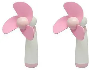 Ecocleanpath 2-Pack Pink Mini Handheld Fan with Soft Foam Blades, Battery Powered for Travel & Home