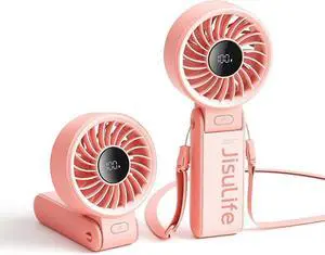 Ecocleanpath Pink 3-in-1 Handheld Fan with LED Display, 5000mAh Rechargeable Battery & 5 Speeds