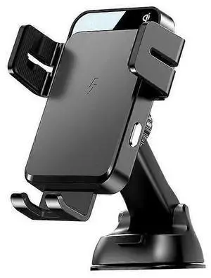 Ecocleanpath 15W Qi Fast Wireless Car Charger & Phone Holder, Auto Clamping for iPhone 15 Pro Max, Galaxy S24 (Black)