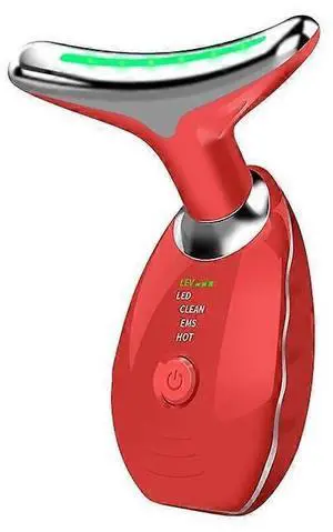 Ecocleanpath Portable Facial Massager with 7 LED Lights, 3 Modes & Heat Therapy for Face & Neck Care (Red)