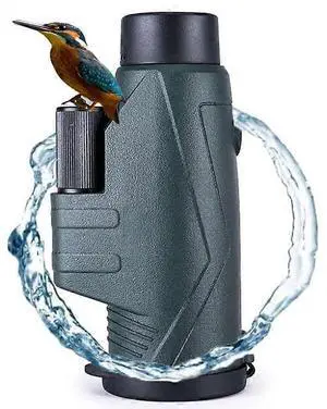 Ecocleanpath 10x42 High Power Monocular with Tripod & Phone Adapter - IPX7 Waterproof, Fogproof Green Telescope for Adults