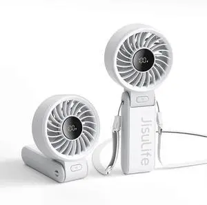 Ecocleanpath White 3-in-1 Handheld Fan with LED Display, 5000mAh Rechargeable Battery & 5 Speeds