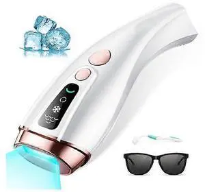 Ecocleanpath At-Home IPL Hair Removal Device with Ice-Cooling System, Permanent Painless Hair Removal for Women & Men, White