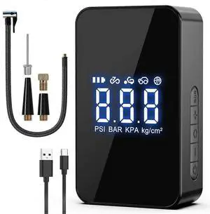 Ecocleanpath 140PSI Portable Air Compressor with 6000mAh Battery, Digital Screen & LED Light for Car, Bike, Ball