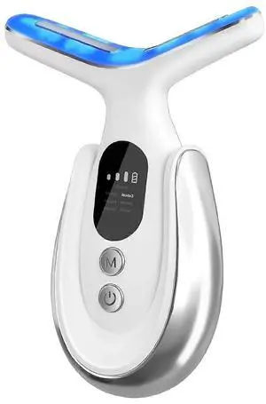 Ecocleanpath White 7-in-1 Facial Massager with Warming & Vibration for Face, Neck, Shoulder Care