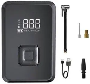 Ecocleanpath 150 PSI Cordless Tire Inflator with Auto Shut-Off, Power Bank & Flashlight for Car, Bike, Ball (Black)