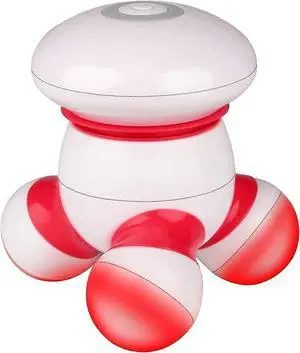 Ecocleanpath White Mini Handheld Massager with LED Light - Portable Cordless Vibrating Body Massager for Pain Relief