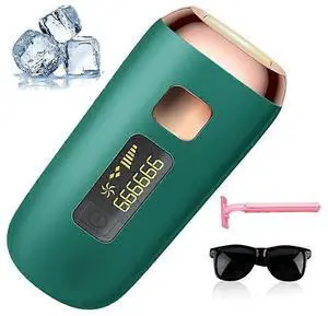 Ecocleanpath At-Home IPL Hair Removal Device for Women, Painless Permanent Laser Hair Removal, 999,999 Flashes, 5 Energy Levels (Green)
