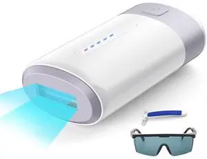 Ecocleanpath White IPL Laser Hair Removal Device, 5 Speed Painless Home Use with Auto/Manual Modes