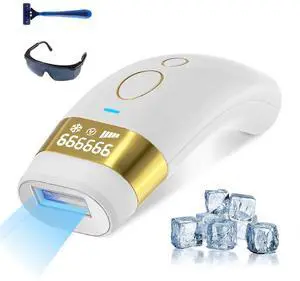 Ecocleanpath White IPL Laser Hair Removal Device with Ice Cooling - 5 Levels for Women & Men