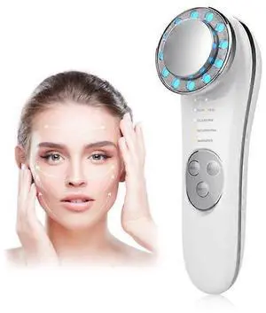Ecocleanpath 7-in-1 High Frequency Facial Massager Machine - Anti-Aging & Skin Tightening, White