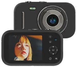 Ecocleanpath 2.5K UHD Kids Digital Camera with 64GB Card, 16x Zoom Anti-Shake, Black for Boys & Girls
