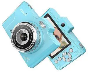 Ecocleanpath 48MP Dual Lens Digital Camera with 8x Zoom, 1080P HD, 2.8" Screen, 32GB, Blue - Perfect for Teens & Beginners