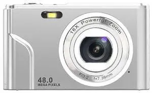 Ecocleanpath 48MP Digital Camera with 16x Zoom, 1080P Video, 2.4" IPS Display & 32GB Card, Silver - Ideal for Travel & Graduation