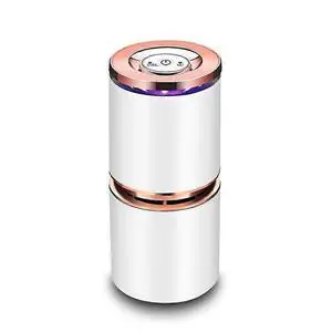 Ecocleanpath Mini USB Air Purifier for Car & Desk, Super Quiet with 7-Color LED Light, No Filter Needed (White)