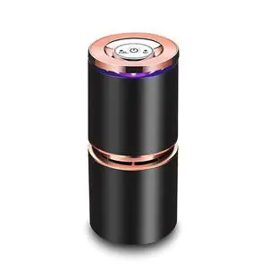 Ecocleanpath Black Mini USB Air Purifier for Car & Desk, Super Quiet with 7-Color LED Night Light
