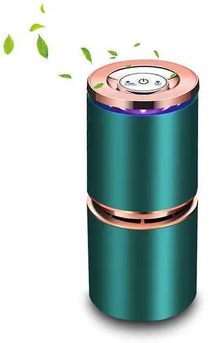 Ecocleanpath Mini USB Air Purifier for Car & Desk, Super Quiet with 7-Color LED Light, No Filter Needed (Green)