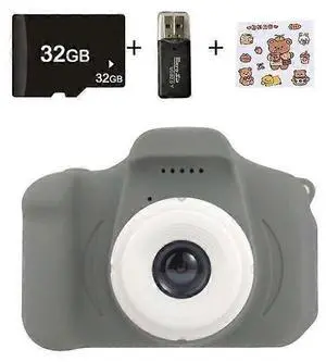 Ecocleanpath Kids 1080p Digital Camera with 2.0" Color Screen & 32GB SD Card - Shockproof Grey Camera for Children