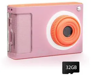 Ecocleanpath Kids Digital Camera 48MP FHD 1080P with 32GB Card, 8x Zoom & 8 Filters, Pink Portable for Teens