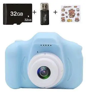 Ecocleanpath Kids 1080p Digital Camera with 32GB SD Card, 2.0" Color Screen & Shockproof Blue Design