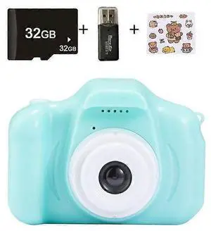 Ecocleanpath Kids 1080p Digital Camera with 2.0" Color Screen & 32GB SD Card - Green, Shockproof & Easy to Use