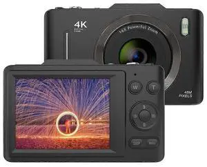 Ecocleanpath Kids Digital Camera 1080P FHD with 64GB SD Card, 16x Zoom & 20 Filters for Boys Girls (Black)