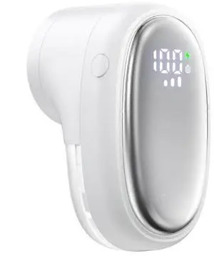 Ecocleanpath Rechargeable Fabric Shaver, 1200mAh Lint Remover with LED Display & 3 Speeds - White