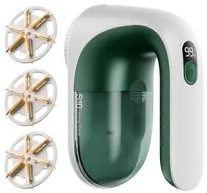 Ecocleanpath Smart Digital Fabric Shaver with Rechargeable Battery & Lint Remover for Clothes & Furniture (White & Green)