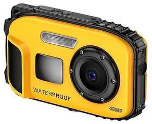 Ecocleanpath Kids Waterproof Camera 48MP HD 32GB Yellow | No Case Needed, 17ft Depth, Floating Design