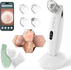 Ecocleanpath Blackhead Remover Vacuum with Camera, 6 Modes & 4 Heads for Pore Extraction (White) Ecocleanpath Blackhead Remover Vacuum with Camera, 6 Modes & 4 Heads for Pore Extraction (White)