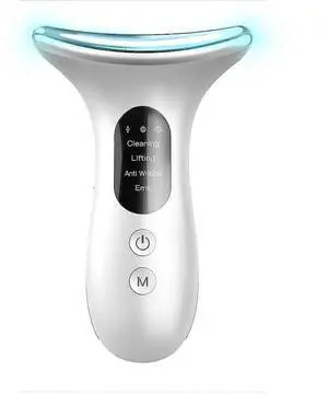 Ecocleanpath White Face & Neck Massager with 4 Modes, Thermal LED Therapy, Anti-Aging Rejuvenation