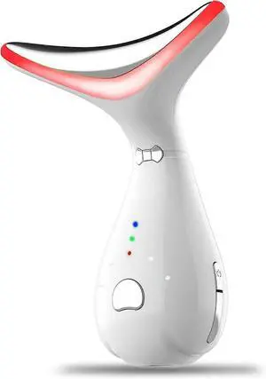 Ecocleanpath Wavy Chic White Facial Wand: Red Light Therapy for Face & Neck, 4-in-1 Multifunctional Device