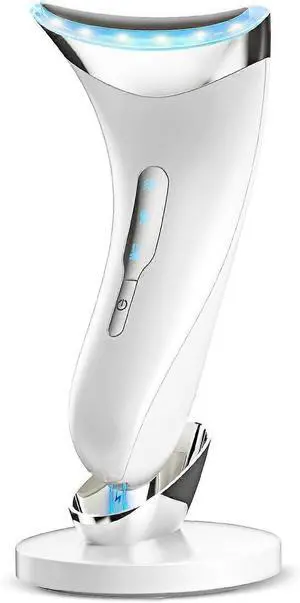 Ecocleanpath White LED Facial Toning Device: 7-Color Light Therapy, Heat & Vibration for Anti-Aging
