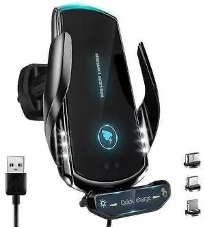 Ecocleanpath QCC_0406zzh28 15W Qi Fast Wireless Car Charger Phone Holder, Auto Clamp & 360° Rotation