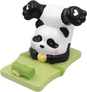 Ecocleanpath Cute Panda Phone Stand for Desk - Hand-Painted Resin Holder, Universal Smartphone Mount, Desk Decor