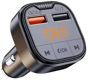 Ecocleanpath Bluetooth 5.3 Car Adapter with QC3.0 Fast Charge, FM Transmitter for Hands-Free & Music Streaming (Black)