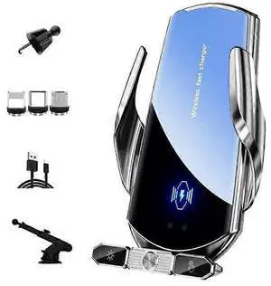 Ecocleanpath 15W Fast Wireless Car Charger Phone Holder, Auto Clamping Air Vent Mount with Magnetic Charging (White)