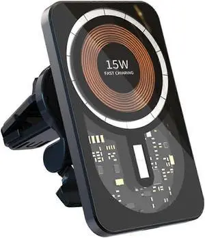 Ecocleanpath Square Magnetic Wireless Car Charger Holder 15W Fast Charging for Google Pixel & Qi Phones (Black)