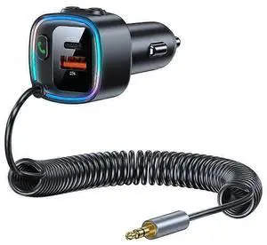 Ecocleanpath Bluetooth 5.4 Car Adapter with Aux, Dual USB C/A 30W, Hands-Free Calling & Flash Drive Support (Black)