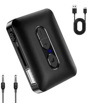 Ecocleanpath Bluetooth 5.4 Car Adapter, 3-in-1 Wireless Transmitter/Receiver with Hands-Free Calling & TF Card