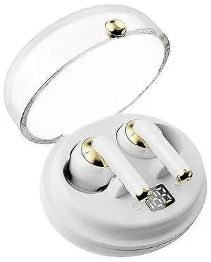 Ecocleanpath Bluetooth 5.3 Wireless Headset, 36H Battery, Game/Music Mode, Ergonomic White Earbuds