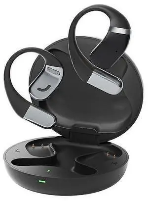 Ecocleanpath Open-Back Bluetooth 5.4 Earphones, AI Noise Cancelling Mic, 32H Playtime, IPX5 Waterproof (Black)