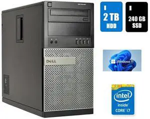 Dell OptiPlex MT Desktop Computer Intel Core i7 32GB Ram 240 SSD + 2TB HDD Wi-Fi Windows 11Pro