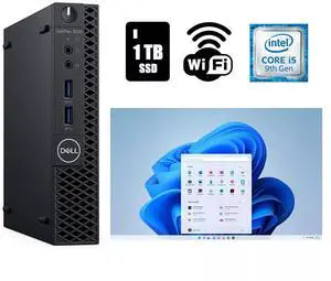 Dell OptiPlex 3070 Micro Intel Core i5-9500T 9th Generation Desktop Computer 16GB RAM 1TB SSD Wi-Fi Windows 11 Pro (25H2)