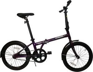 The Origami Cobra is a lightweight single-speed folding bike that offers comfort and maneuverability in a compact package. Purple