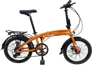The Origami Gazelle is a great companion for anyone wanting a versatile and lightweight folding bike. Its 8-speed gear set and disc brakes make it a great commuter or weekend bike. Orange/Black