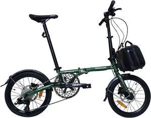 The Origami Lotus packs a lot of performance into a compact and sporty package. Chromoly frame, 16" wheels, 9-speed gear set, 58T chainring, and hydraulic disc brakes. Lime Green