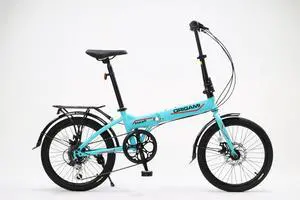 In the Cycling Weekly Top 10 Folding Bikes!  The Origami Hawk is a steel-framed folding bike with a wide gear range, 7 speeds, full fenders, rear rack, and a great ride quality.