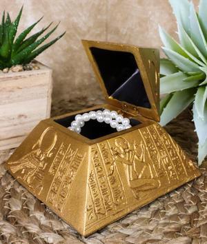 Ebros Golden Ancient Egyptian Pyramid Decorative Box 4 Wide Trinket Stash Box