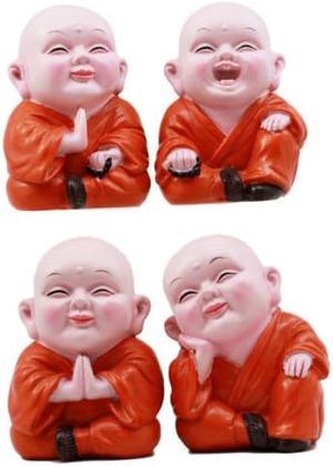 Ebros Mini Hotei Joyful Buddha Figurine Set of 4 Shaolin Kung Fu Happy Buddhist Monks